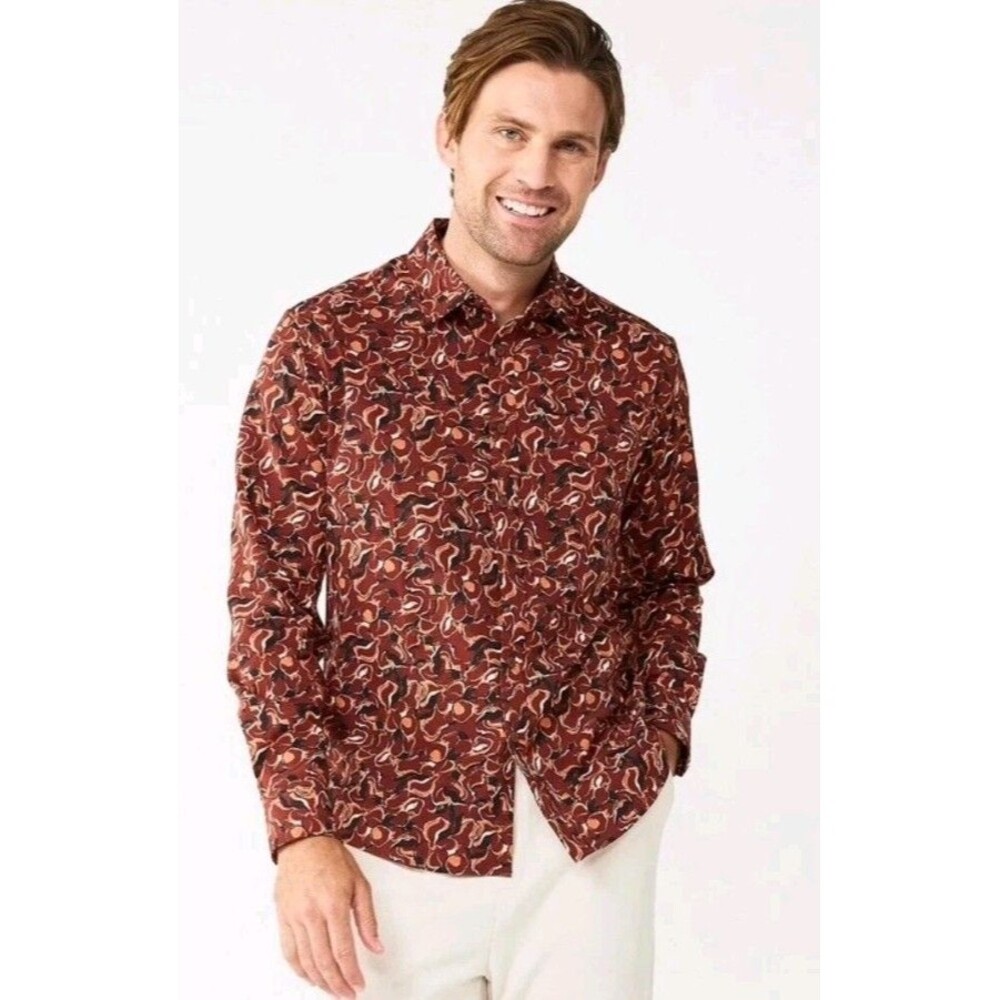 Mens Apt 9 Slim Untucked-fit Performance Button Down Shirt Large NWT $40